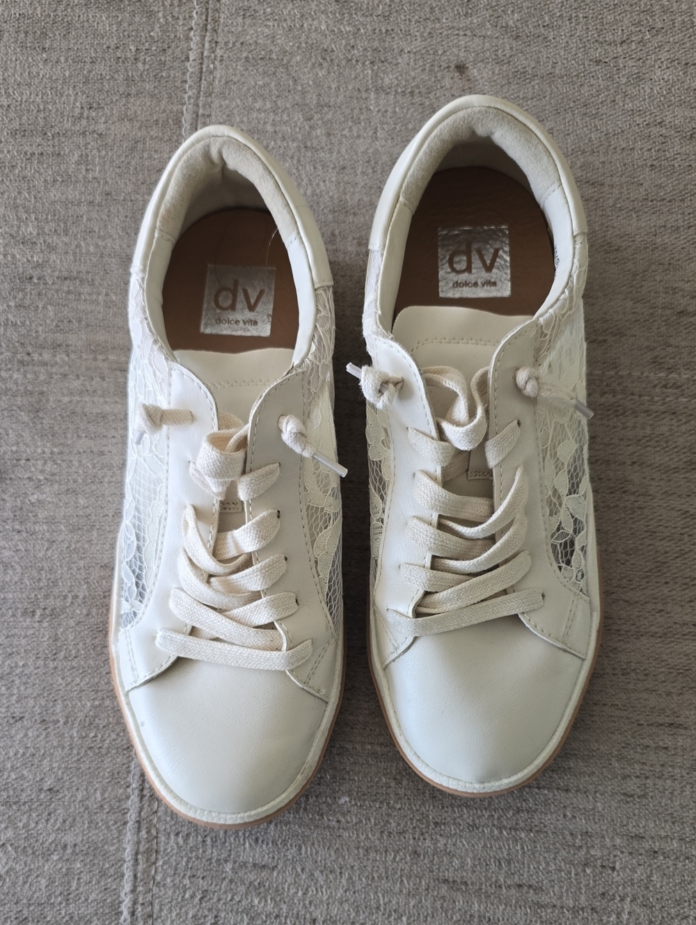 DV by Dolce Vita White Lace-Detail Sneakers